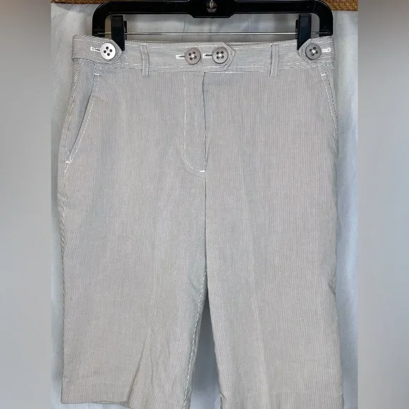 Talbots Light Beige Tailored Bermuda Shorts with Textured Cotton Fabric Size 6 - Picture 3 of 8